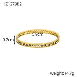 Luxury Bangles Popular Stainless Steel Trendy High Quality Inlaid With Full Zircon Gold Plated Clover Four-leaf Shape Bangles