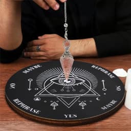 2PCS/Set Pendulum Board Set, Wooden Dowsing Divination Board Metaphysical Message Board with Crystal Pendulum for Witchcraft