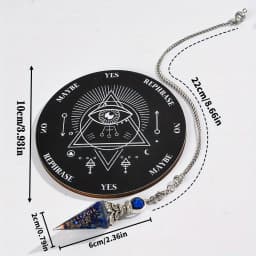 2PCS/Set Pendulum Board Set, Wooden Dowsing Divination Board Metaphysical Message Board with Crystal Pendulum for Witchcraft