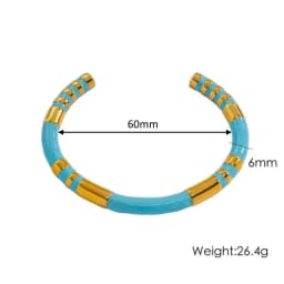 Vintage Bamboo Enamel Waterproof C-shaped Enamel Hand Bracelet Ladies Stainless Steel Gold Plated High Touch Bracelet