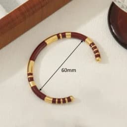 Vintage Bamboo Enamel Waterproof C-shaped Enamel Hand Bracelet Ladies Stainless Steel Gold Plated High Touch Bracelet