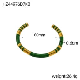 Vintage Bamboo Enamel Waterproof C-shaped Enamel Hand Bracelet Ladies Stainless Steel Gold Plated High Touch Bracelet
