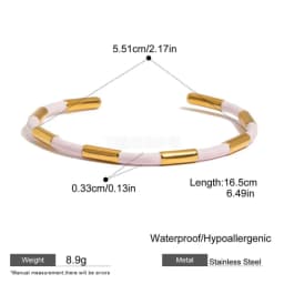 Vintage Bamboo Enamel Waterproof C-shaped Enamel Hand Bracelet Ladies Stainless Steel Gold Plated High Touch Bracelet