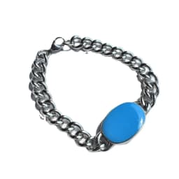 Indian Style Salman Khan Bracelet Blue Enamel Stainless Steel Cuban Chain Bracelet for Men