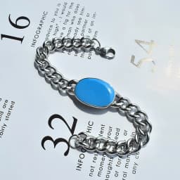 Indian Style Salman Khan Bracelet Blue Enamel Stainless Steel Cuban Chain Bracelet for Men