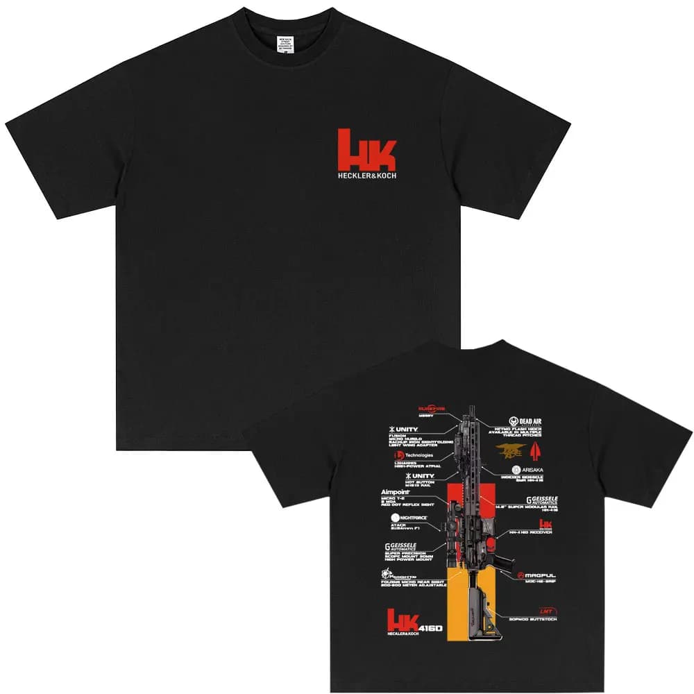 Men's Graphic in Heckler & Koch HK416 T-Shirt 100% Cotton Sweat Wicking Breathable High Quality Casual Tee for Easy Movement
