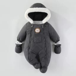 AYNIGIELL Winter Newborn Baby Girl Jumpsuit, Thickened Warm Hooded Jumpsuit, 0-18 Months Newborn Baby Boy Outdoor Clothing