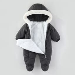AYNIGIELL Winter Newborn Baby Girl Jumpsuit, Thickened Warm Hooded Jumpsuit, 0-18 Months Newborn Baby Boy Outdoor Clothing