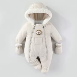AYNIGIELL Winter Newborn Baby Girl Jumpsuit, Thickened Warm Hooded Jumpsuit, 0-18 Months Newborn Baby Boy Outdoor Clothing