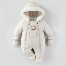AYNIGIELL Winter Newborn Baby Girl Jumpsuit, Thickened Warm Hooded Jumpsuit, 0-18 Months Newborn Baby Boy Outdoor Clothing