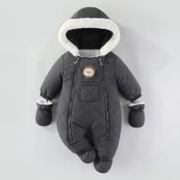 AYNIGIELL Winter Newborn Baby Girl Jumpsuit, Thickened Warm Hooded Jumpsuit, 0-18 Months Newborn Baby Boy Outdoor Clothing