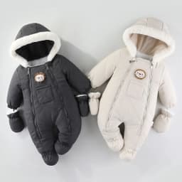 AYNIGIELL Winter Newborn Baby Girl Jumpsuit, Thickened Warm Hooded Jumpsuit, 0-18 Months Newborn Baby Boy Outdoor Clothing