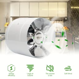 220/110V Metal Round Duct Fan 4" 6" Booster Exhaust Ventilator Ventilation Vent Air for Window Wall Bathroom Toilet Kitchen