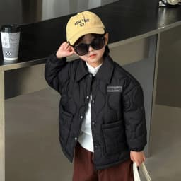 Autumn Kids Cotton Jacket Winter Boys Solid Color Thick Plus Velvet Warm Coat For 3-10 Years Teen Children Outerwear Clothing 