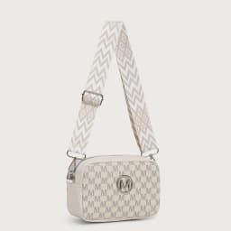 Retro M Pattern Design Female Crossbody Bag, Stylish Ladies Shoulder Bag, Wide Strap Phone Coin Purse for Women Work Party Date