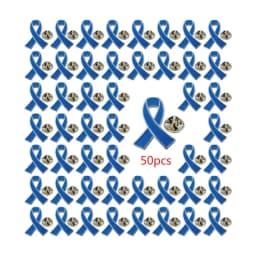 Blue Ribbon Pin 5/10/50/100 Pcs Colon Cancer Prostate Cancer Awareness Pin Blue Brooch Enamel Lapel Pins