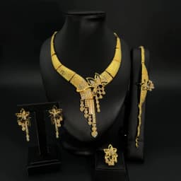 Bridal Dubai Gold Plated Jewelry Set For Women African 24K Gold Plated Necklace Earrings Set Nigerian Indian Wedding Wholesale
