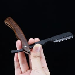 Sandalwood Vintage Razor Stainless Steel Folding Blade Holder Men's Facial Fit Razor Hairdresser's Shaving Tool (Without Blade)