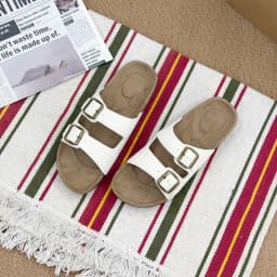 Summer Trend Cork Cool Slippers Couple Double Strap Thick Bottom Outdoor Sandals Anti slip Comfortable Flat Shoes