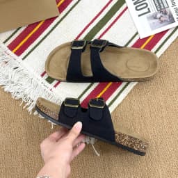 Summer Trend Cork Cool Slippers Couple Double Strap Thick Bottom Outdoor Sandals Anti slip Comfortable Flat Shoes