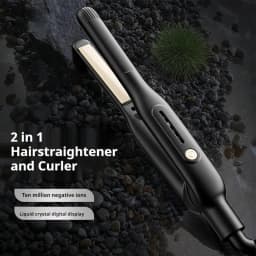 Hair Straightener Ceramic Iron Plate with Negative Ion LCD Display Portable Hair Styler for Men Straightening and Curling