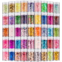 45 ColorsHolographic Chunky and Fine Glitter Mix,  Festival Sequins & Powder, Iridescent Flakes,Nail Art Resin Loose Glitter