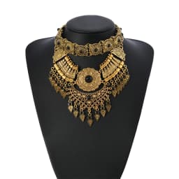 Layered Bohemian Statement Necklace Women's Fashion Retro Teardrop Tassel Collar Jewelry for Casual Matching & Party Styling