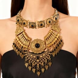 Layered Bohemian Statement Necklace Women's Fashion Retro Teardrop Tassel Collar Jewelry for Casual Matching & Party Styling
