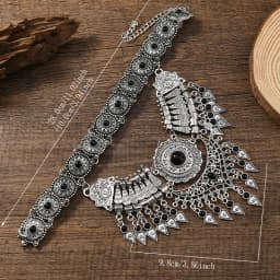 Layered Bohemian Statement Necklace Women's Fashion Retro Teardrop Tassel Collar Jewelry for Casual Matching & Party Styling