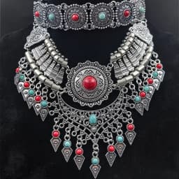 Layered Bohemian Statement Necklace Women's Fashion Retro Teardrop Tassel Collar Jewelry for Casual Matching & Party Styling