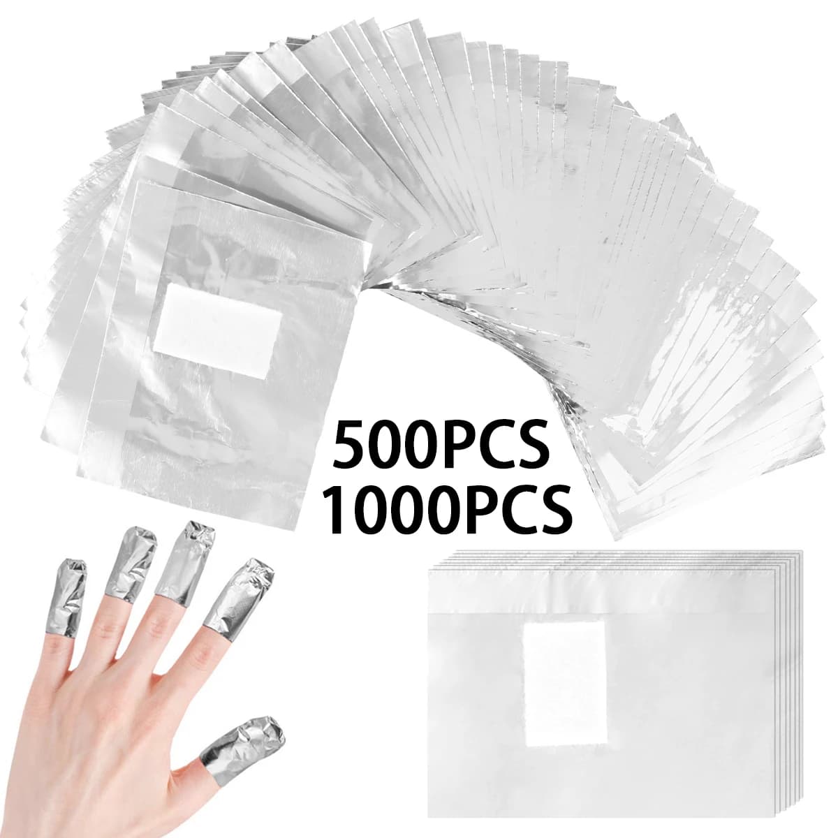 500/1000Pcs Aluminium Foil Remover Nail Wraps Soak Off Polish Nail Art Foil Gel Polish Acrylic Removal Tool with Cotton Pad