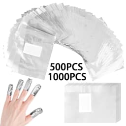 500/1000Pcs Aluminium Foil Remover Nail Wraps Soak Off Polish Nail Art Foil Gel Polish Acrylic Removal Tool with Cotton Pad