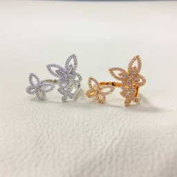 Classic S 925 sterling silver hollowed out diamond set three different butterfly shaped women's rings