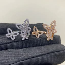 Classic S 925 sterling silver hollowed out diamond set three different butterfly shaped women's rings
