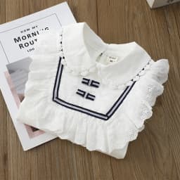 Girls' School Shirt - White Long Sleeve Lace Top for Toddler To Teen, Classic Blouse for Kids Girls Blouse