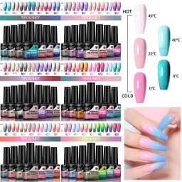VOKY 7-Piece Set of Heat-Activated Changeable Gel Nails Adhesive Kit, Color Changes with Temperature, Can Be Immersed in UV/LED