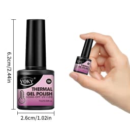 VOKY 7-Piece Set of Heat-Activated Changeable Gel Nails Adhesive Kit, Color Changes with Temperature, Can Be Immersed in UV/LED