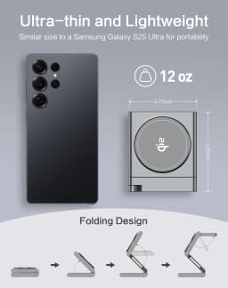 3 in 1 Charging Station Aluminum Qi2 Magnetic Charger for Samsung Galaxy S25/Ultra/S24/S23/S22/Galaxy Watch 8/7/6/5/Galaxy Buds