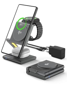 3 in 1 Charging Station Aluminum Qi2 Magnetic Charger for Samsung Galaxy S25/Ultra/S24/S23/S22/Galaxy Watch 8/7/6/5/Galaxy Buds