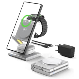 3 in 1 Charging Station Aluminum Qi2 Magnetic Charger for Samsung Galaxy S25/Ultra/S24/S23/S22/Galaxy Watch 8/7/6/5/Galaxy Buds