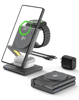3 in 1 Charging Station Aluminum Qi2 Magnetic Charger for Samsung Galaxy S25/Ultra/S24/S23/S22/Galaxy Watch 8/7/6/5/Galaxy Buds