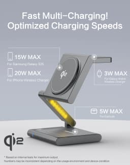 3 in 1 Charging Station Aluminum Qi2 Magnetic Charger for Samsung Galaxy S25/Ultra/S24/S23/S22/Galaxy Watch 8/7/6/5/Galaxy Buds