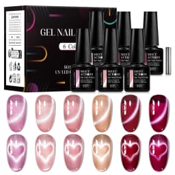 7/9pcs Jelly Pink Red Cat Magnetic Gel Nail Polish Set Heart Cat Magnetic Semi Permanent UV Gel Varnish Soak Off Nail Supplies