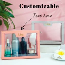 Customized Name Skin Care Storage Bag, PVC Spliced Leather, Travel Large-Capacity Waterproof Makeup Bag, Toiletry Bag