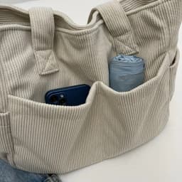 Large Capacity Women's Corduroy Tote Bag Casual Striped Shoulder Bag with Fixed Straps Zipper Handbag for Daily Commuting