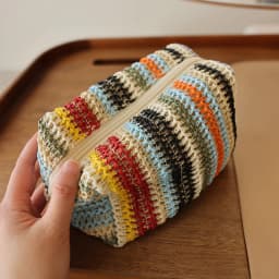 Colorful Knitted Cosmetic Bag Travel-Friendly Handbag Toiletry Pouch Women's Cosmetics & Skincare Organizer On-the-Go Bag-in-Bag
