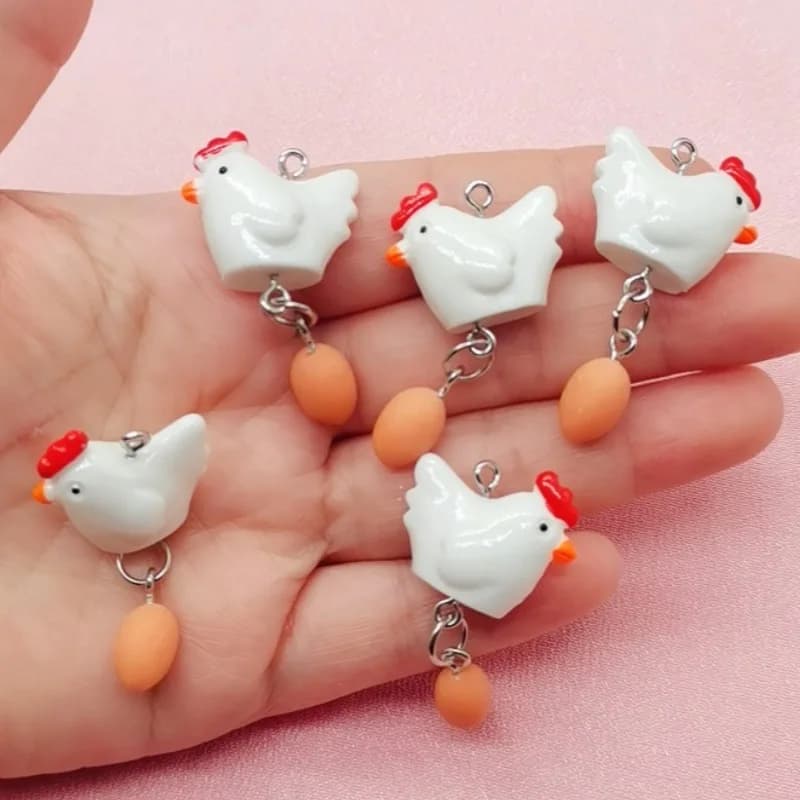 10/30pcs cartoon resin hen egg pendant, DIY jewelry making earrings necklace keychain accessories