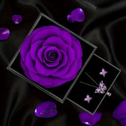 1 Set Elegant Butterfly Pendant Necklace and Earrings with Purple Rose Gift Box for Mother'S Day,Valentine's,Christmas,Birthdays