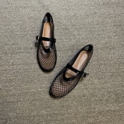 Black Sandals Women Flats Mesh Summer Fashion Shallow Shoes Beach Dress Designer Trend Shoes Outdoor Walking Female