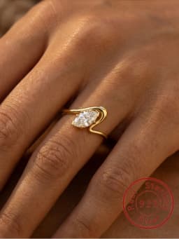 925 Sterling Silver Simple Ripple Marquise Zircon Ring For Women Engagement Anniversary Wedding Party High Quality Fine Jewelry